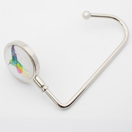 ROFLYER Purse Hook Hanger for Table Bar Long Handbag Hanger Bag Hanger with Velvet Pouch (Hummingbird)