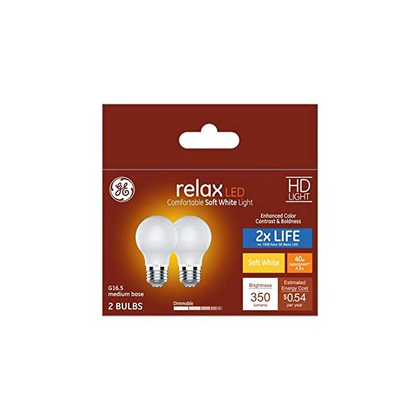 GE Relax 2-Pack 40 W Equivalent Dimmable Soft White G16.5
