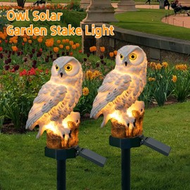 Owl Solar Decorative Garden Stake Lighting, Waterproof Cute Animal Outdoor Figurine Lights Ornament Statue Decor for Pathway, Patio, Lawn Housewarming