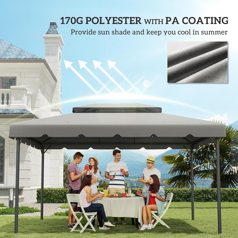 Outsunny 13' x 10' Gazebo Replacement Canopy, Gazebo Top Cover