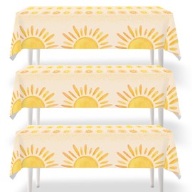 METIXOZE 3pcs First Trip Around The Sun Party Table Cloth Decorations Retro Boho Sun Here Comes The Son Boho Hippie Sunshine Table Covers Sun Baby Shower Party Supplies(3)