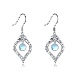VENACOLY Moonstone Dangle Earrings for Women 925 Sterling Silver Knot Drop Earrings Anniversary Birthday Jewelry Gift for Girls Daughter Wife