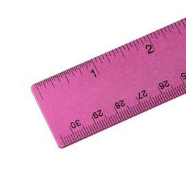 JAM PAPER Strong Aluminum Ruler - 12 Inch - Metal Ruler with Non-Skid Cork Backing - Fuchsia Metallic - Sold Individually