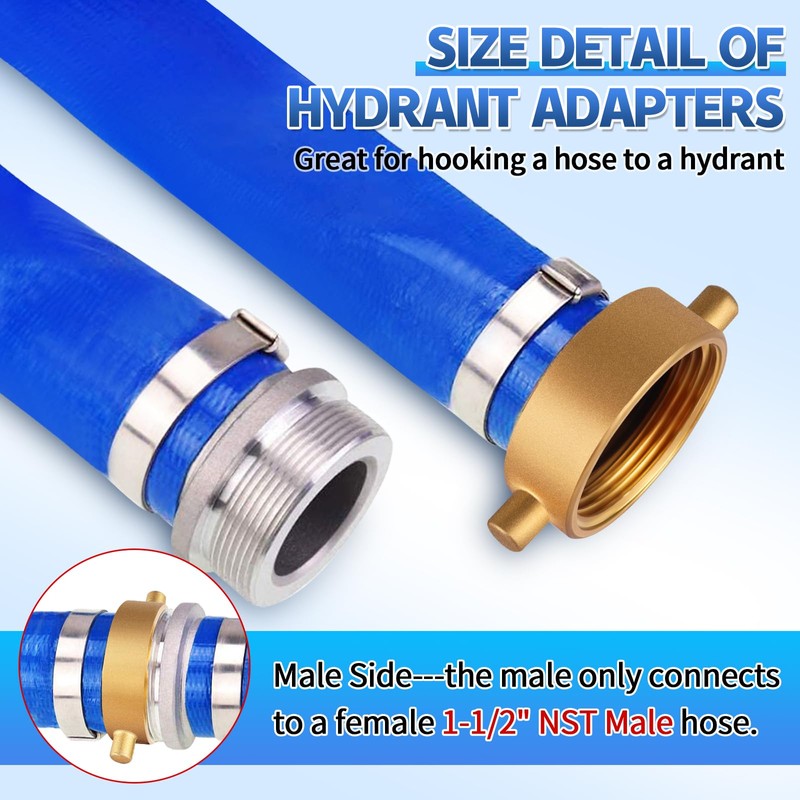 Fire Hydrant Hose Adapter, 2-1/2" NST (NH) Female x 1-1/2"