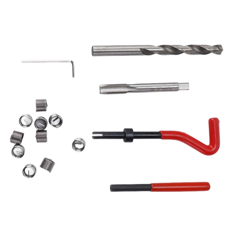 15 Pcs Thread Repair Tool Kit M10x1.25mm Metal Threaded Inserts