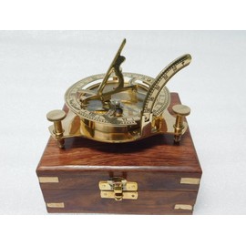 KHUMYAYAD 3" Brass compass sundial maritime nautical vintage antique nautical sundial compass