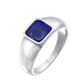 Kuzzoi 0609190921 Men's Signet Ring Solid (10 mm) Wide in 925 Sterling Silver, Classic Silver Ring with Enamel for Men, Ring for Men with Enamel Plate, Ring Size 60 - 66, Gemstone, Sodalite