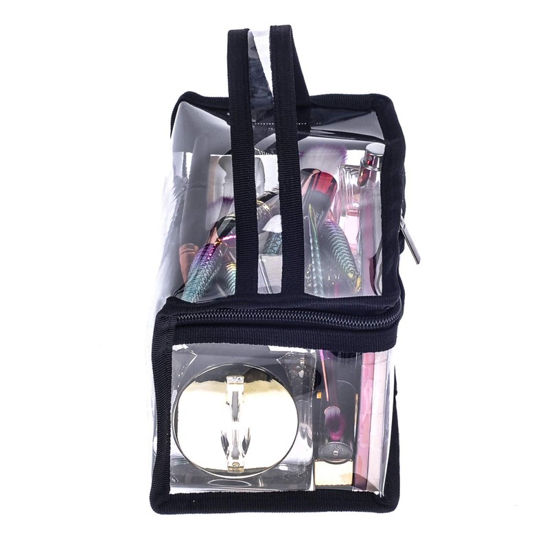 Pequeña bolsa rectangular de PVC transparente para maquillaje, organizador de