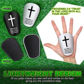PullCrease 2 Pairs Mini Soccer Shin Guards Christian Faith 3.15 x 1.97 Inches Cross Small Shin Guards with Bible Verse Religious Soccer Football Pads for Kids Adult(Proverbs 3:5)