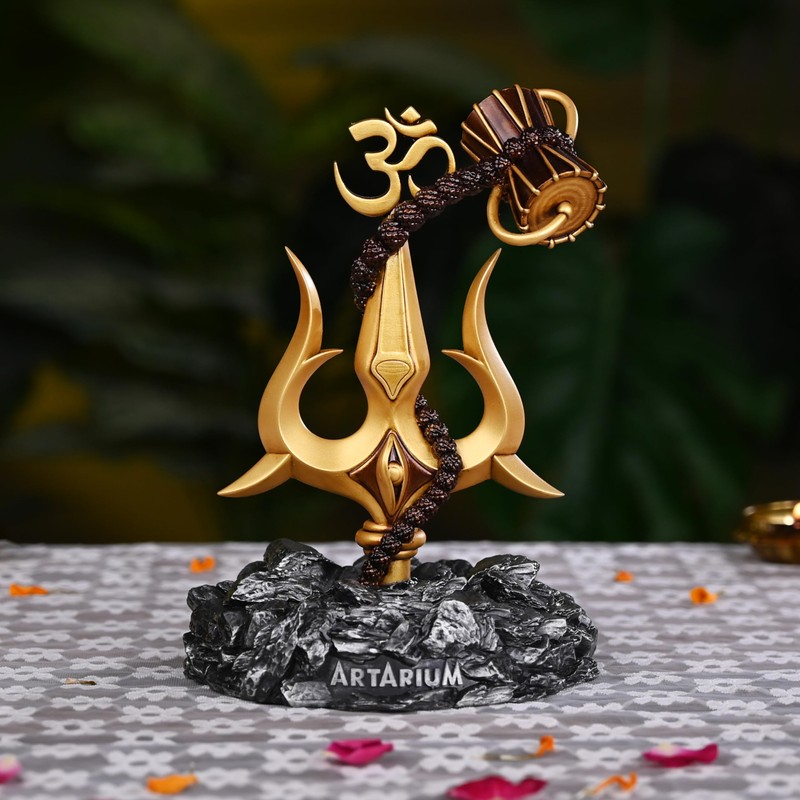Artarium Trishul with Damru Decorative Showpiece for Pooja, Decoration,Temple Home
