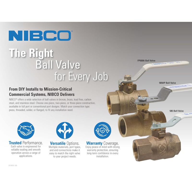NIBCO, S-585-80-LF, Solder Full Port Ball Valve, Cup to Cup,