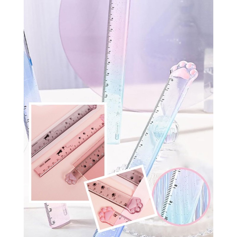 Zeayebsr Pack of 2 Plastic Ruler, Ruler 15 cm Primary