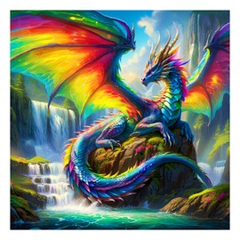 FHBUBPUP Dragon Diamond Art Painting Kits for Adults, Dragon Diamond Painting Art, 5D DIY Full Drill Round Gem Art Craft Home Wall Decor Gift 30x30cm