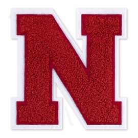 QianSiLi 4.5 Inch Chenille Iron On Letters for Clothes Varsity Letter Patches Embroidered Patch Iron On Patches for Clothing Varsity Jacket Hoodie (Red,N)