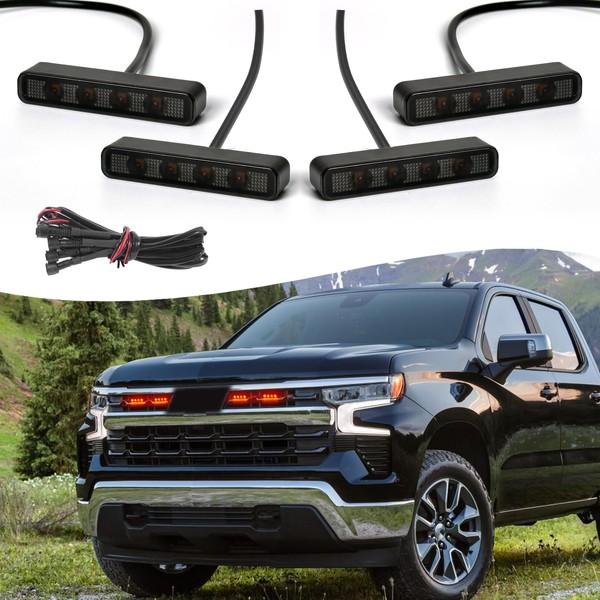 LED Grill Lights for 2019 2020 2021 2022 2023 Chevrolet Silverado Grille Raptor Lights for 2024 Silverado 1500 Accessories Front Grille Trims