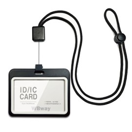 [Choose Vertical or Horizontal] ID Card Holder, Horizontal Type, 2 Double-Sided Storage Reels, Adjustable Length, Lightweight, Employee ID Card Case, Name Tag, Pass Case, Extendable, Men's, Women's,