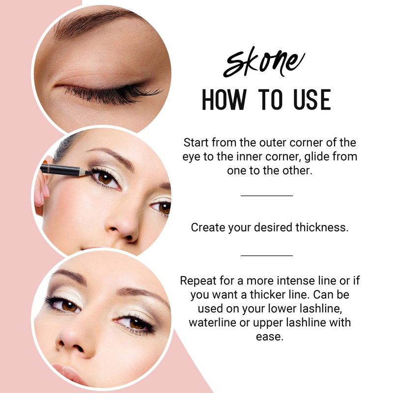 Skone Cosmetics Tattooed Solid Eyeliner – Waterproof, Smudge-Proof, Long-Lasting Pencil