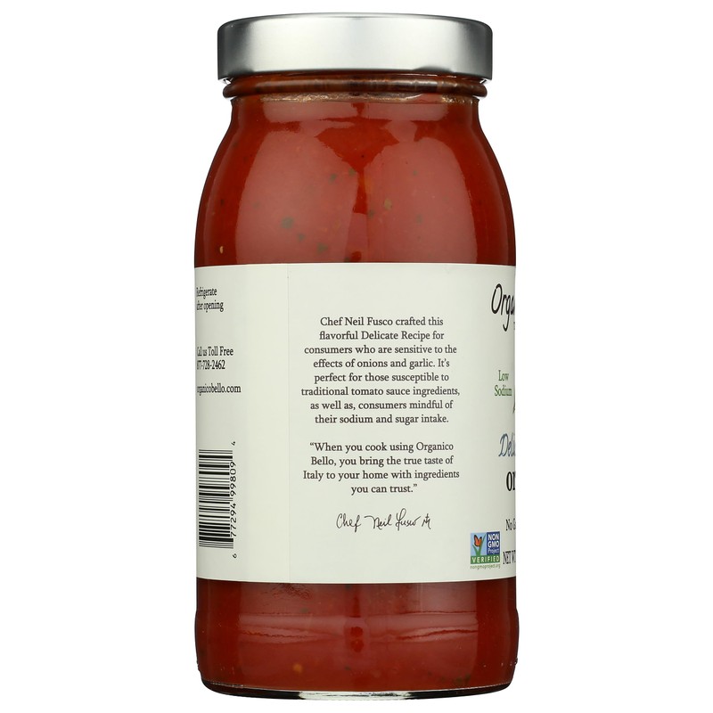 ORGANICO BELLO Organic Delicate Recipe Pasta Sauce, 25 OZ