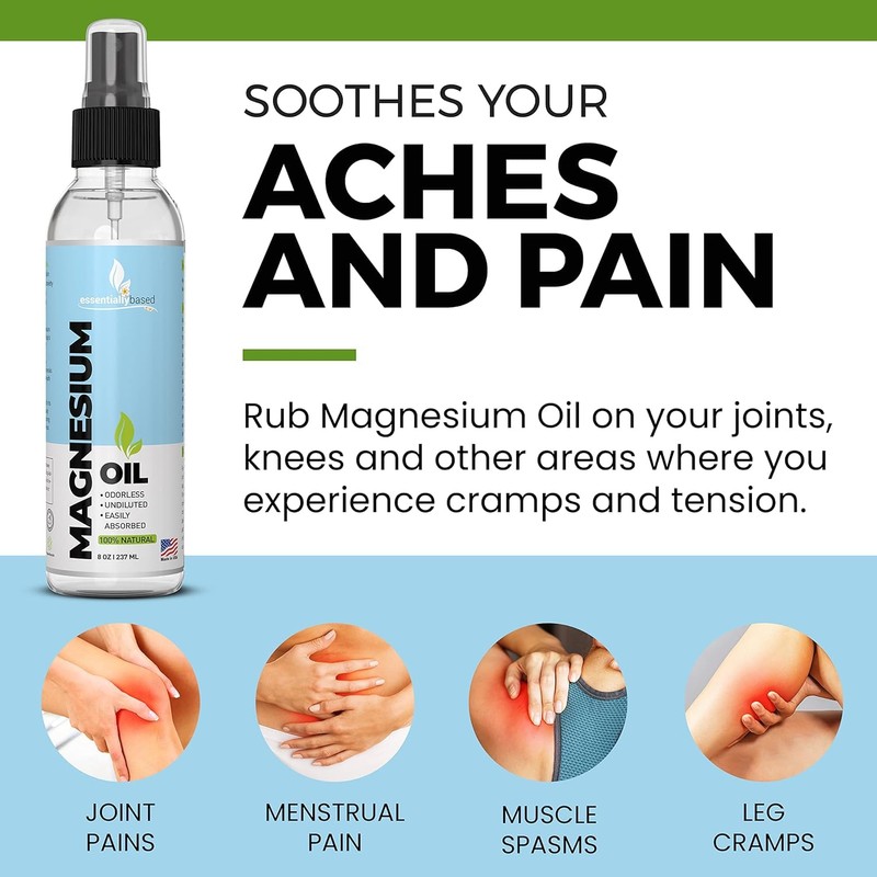 Pure Magnesium Oil Spray 8oz - Topical Magnesium Spray for