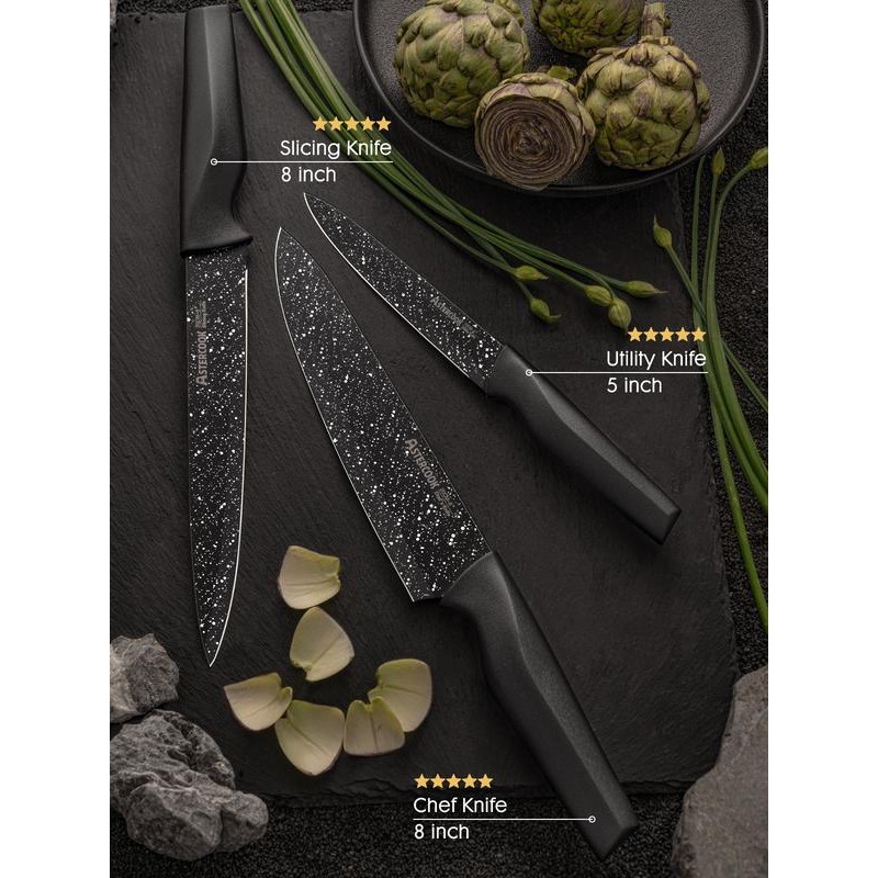 Astercook Knife Set, 6 Piece Kitchen Knife Set, Aesthetic Blade