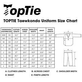 TopTie V-Neck Taekwondo Uniform for Kids Adults, TKD Dobok Student Uniform Martial Arts Uniform with Belt-White Trim-Size 000