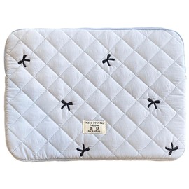 HICARRY Puffy Laptop Sleeve Case Cute Quilted Computer Bag, 13 Inch Bow Embroidery Printed Laptop Carrying Cases, Coquette Aesthetics Protective Cover, Compatible with 11" 13" 15" Notebook