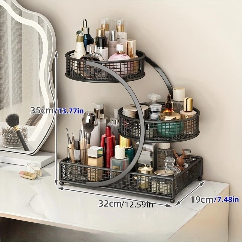 3 Tier Makeup Organizer Storage Retro Cosmetic Display Case Perfume