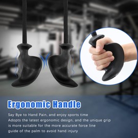 HXD-ERGO Tricep Rope with Ergonomic Handles, 36 Inch Tricep Pull Down Rope for Cable Machine, Pulley System, Triceps Rope Cable Attachment for Gym, Home (Black)
