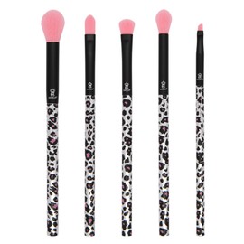 MODA Pink Leopard Eye Kit – 6pc Vegan Eye Makeup Brush Set with Bold Animal Print Design