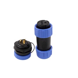 HangTon HE21 30Amp 3 Pin Connector Power Waterproof IP68 Electrical Industrial Automotive Circular Outdoor, Wire Female Plug and Male Socket, Panel Mount