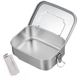 1200ml Stainless Steel Bento Box, Reusable Lunch Box with Removable Divider, Leakproof Metal Food Container, Sandwich Salad Storage Boxes with Compartments for Adults, Kids, School, Office, Home