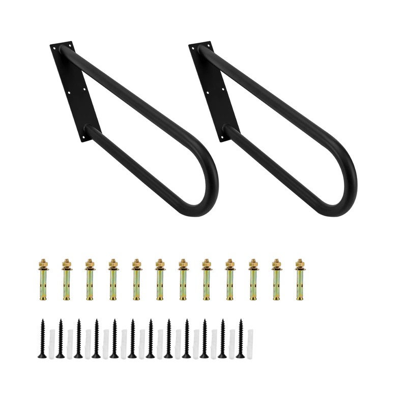 DYNAMI 2-Pack Stainless Steel U-Shaped Handrail for 1-3 Steps,27.5in Black