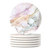HAOCOO Coasters Stylish Ceramic Marble Pattern Cork Back Round Set