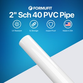 FORMUFIT PVC Pipe, 2" Size, (2.375" Actual OD) SCH 40 Furniture Grade, White (40"L x 3-Pack) DIY Structural for Greenhouse, Garden, Dog Agility and Maker Projects - P002FGP-WH-40x3