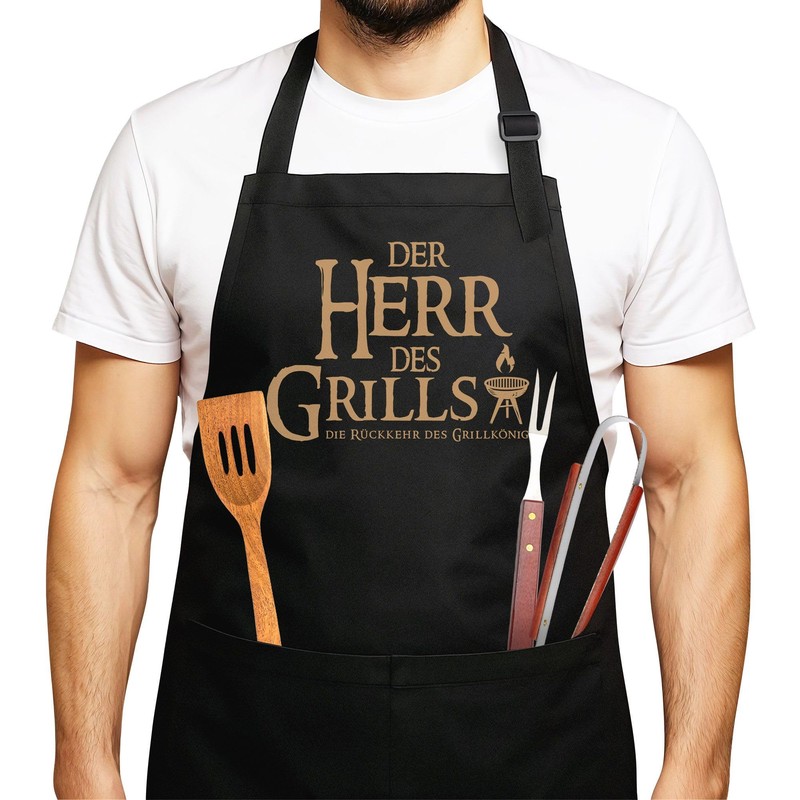 MoonWorks BBQ Apron for Men with Saying Fleisch ist mein