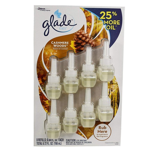 Plugins Cashmere Woods 8 Refills 25% More, 6.72 Ounce [Glade] - Limited edition
