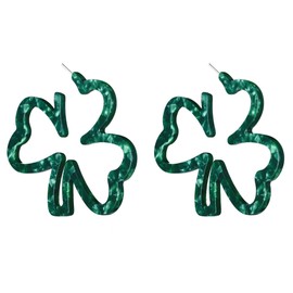 Green Shamrock Hoop Earrings St Patrick's Day Irish Good Luck Acrylic Resin Clover Hoop Earrings for Women Jewelry Gift