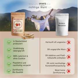 SPINTZ® Pack of 320 Organic Guarana Capsules - High Dose Organic Guarana Tablets - 3000 mg Guarana Powder per Daily Dose - Natural Guarana Caffeine Tablets High Dose - Vegan - Plastic-Free Packaging