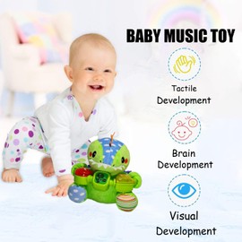 JYB Hopefuture Baby Music Toys for 3-6-12 Months, Dinosaur Stuffed Animals Baby Toys, Early Learning Toys with Light Up & Sound for Toddler Boy Girl Gift