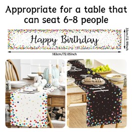 PIWOSGOL Pack of 2 Birthday Table Runners, Colourful Table Runner, Linen Happy Birthday Tablecloth, Table Decoration Birthday for Children, Girls, Boys, Birthday Party, 180 x 33 cm