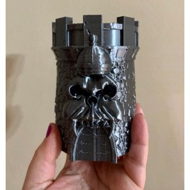 Gray Skull Castle Skeleton Villian Cartoon Desk Organizer 3D Printed Pencil Pen Holder Inspired 80s Fandom Accessory