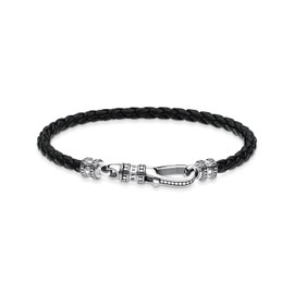 Thomas Sabo Men Bracelet Leather Clasp 925 Sterling Silver A1931-682-11