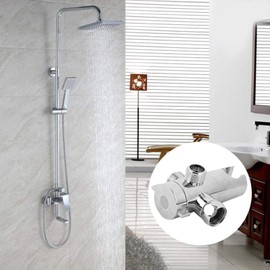 Restokki Shower Diverter, 3‑Way Shower Arm Diverter with Shower Head Holder Multifunction Diverter Valve for Bathroom Shower System Replacement G1/2(#1) Universal Shower System Replacement Part