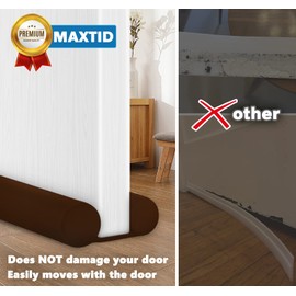 MAXTID Door Draft Stopper Brown Double Sided Insulator 32 to 38 inch Door Air Blocker for Bottom of Doors, Adjustable