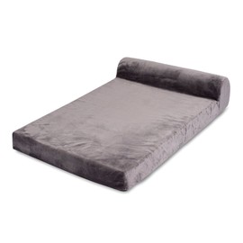 Internet's Best Memory Foam Lounger Pet Bed - Medium - 36 x 24 Inch - Ultra Soft Plush Pet Bed - Headrest Pillow Top - Gray