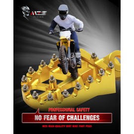 MZS Dirt Bike Foot Pegs, Aluminum Motocross Footpeg MX Footrest Rest Pedal Gold Compatible with RMZ 250 2010-2024 / RMZ 450 2008-2024 / RMX 450Z 2010-2017
