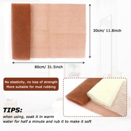 QOPAHI Enlarged African Net Sponge, African Exfoliating Net 2 in 1 Body Shower Scrubber Nylon Back Scrubber Exfoliating Bath Sponge for Removing Dead Skin Dirt Oil, 80×30cm(White+Brown)