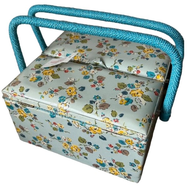 Cath Kidston Blue Ditsy Floral Hamper Style Sewing Box