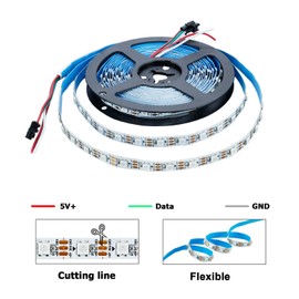 KXZM 5V 16.4ft/5M WS2812B Individually Addressable RGB LED Strip 300 Pixels 5050 SMD Dream Color No-Waterproof IP20 White PCB LED Strips for DIY Decoration(Controller and Power Supply Not Included)