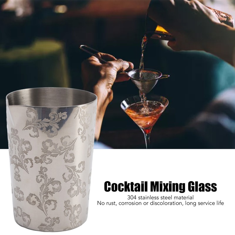Cocktail Mixing Glass 304 Stainless Steel Heat Preservation Engraved Bartending